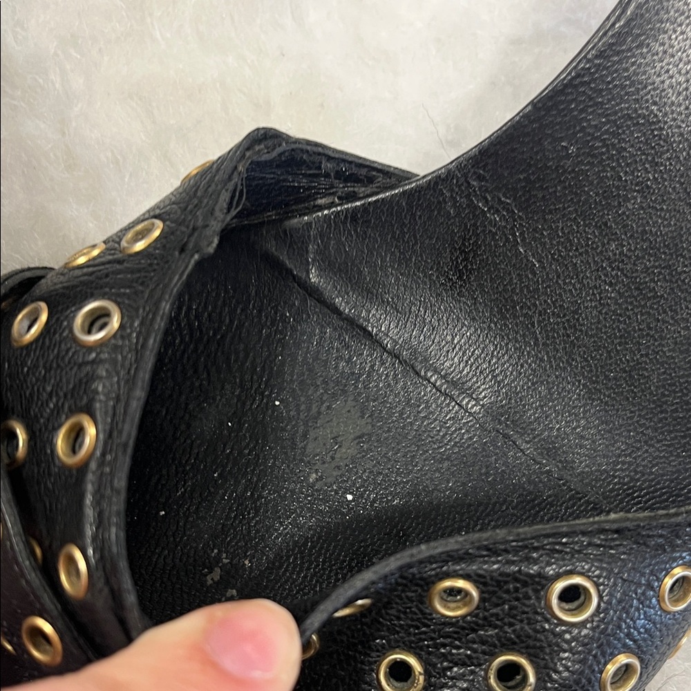 Gucci Black Leather Grommet Heels - Picture 7 of 8